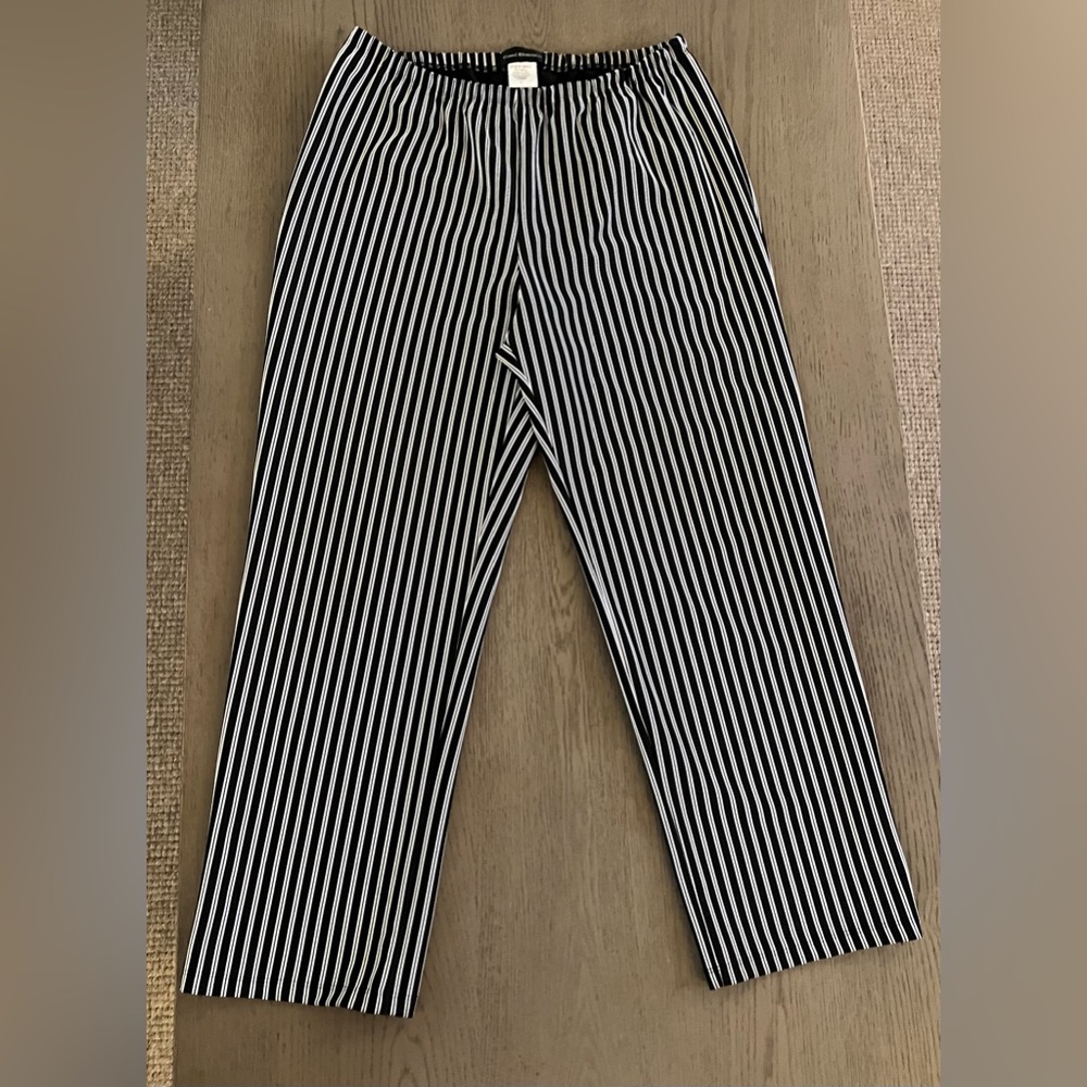 Travel Elements Black and White Striped Pants